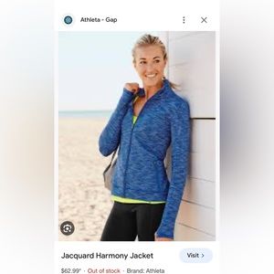 Athleta Zip Up Jacket Blue Spacedye size Medium